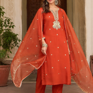 Long suit with panel top and dupatta